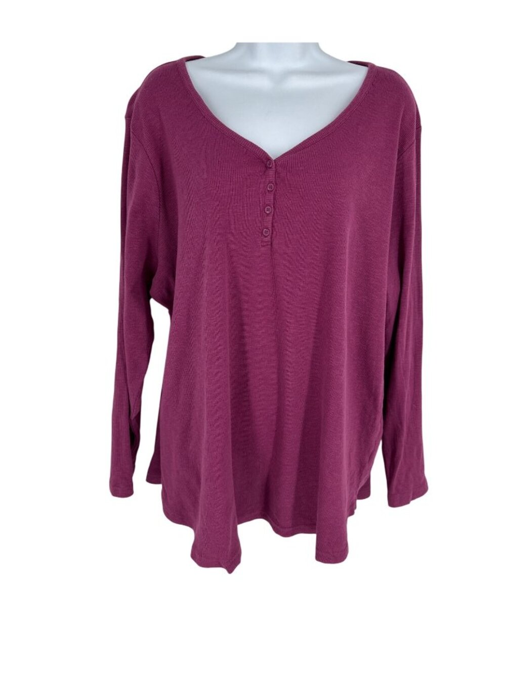 Duluth Trading Co Women's Plus Makers Studio Cotton Rib Knit Henley Size 2X